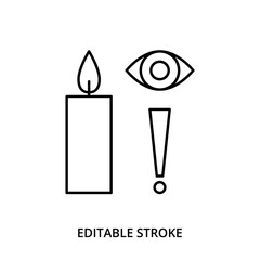 Never leave a candle unattended icon, editable stroke