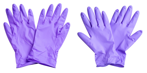 Pair Of Purple Medical Gloves On Transparent Background