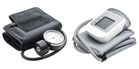 Two Blood Pressure Measuring Devices Detailed View with Transparent Background