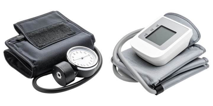 Two Blood Pressure Measuring Devices Detailed View with Transparent Background