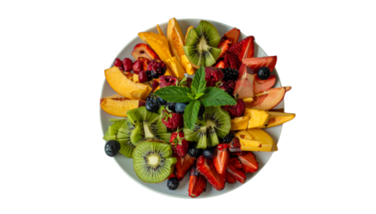 Fresh Vibrant Assorted Fruits with Cutlery on White Background