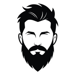 Stylized bearded man face graphic design