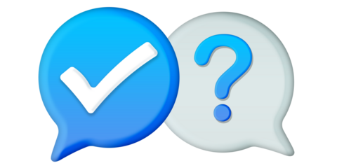 3D Survey Chat Bubbles with Question Mark Icon – FAQ, Support, and Feedback Concept on Transparent Background
