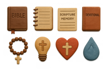 Christian symbols made of cookies with bible and devotional themes