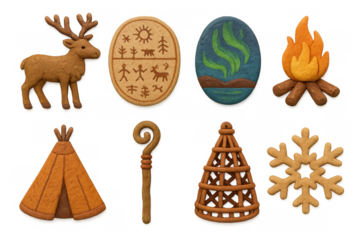 Nordic winter cookies: festive designs with elk, teepee, and snowflake