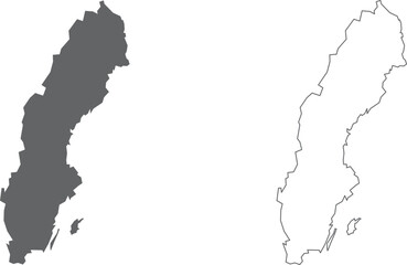 vector illustration of simple abstract map of Sweden
