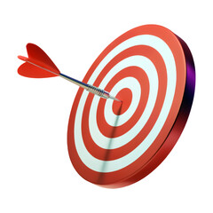 Precision dart hitting bullseye on target, signifying accuracy, success, and achieving goals with perfect aim isolated on png transparent background