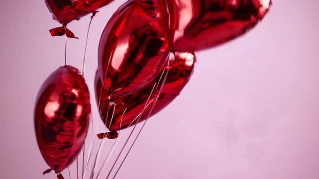 Collection of Crimson Heart-Shaped Inflatable Balloons