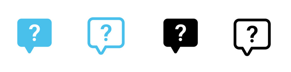 question mark icon button in speech bubble. faq sign, customer support and support sign or ask and help signs with red question icon symbol - Frequently Ask Question vector Illustration