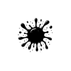 Abstract splash illustration ink drop design element with dynamic fluid vector in monotone