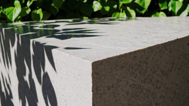 Natural Stone and Cement Display Platform in Verdant Setting for Product Exhibition Mockups