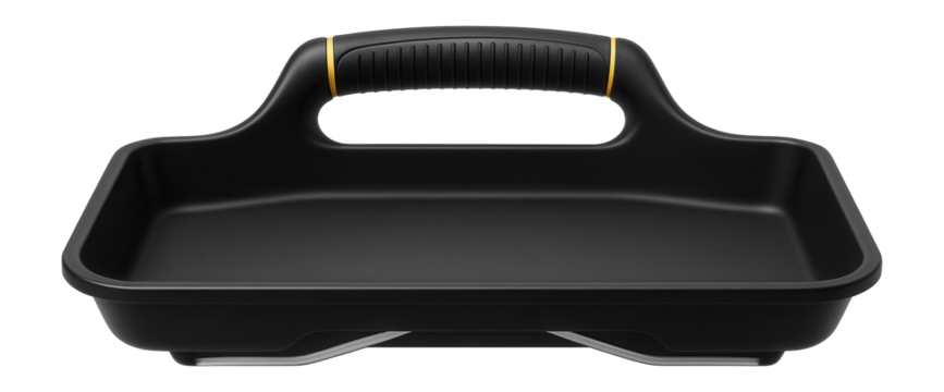 Ergonomic paint tray with a contoured grip, crafted for prolonged use in large-scale murals.