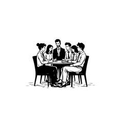 Business collaboration illustrated through a group of professionals meeting discussing strategy