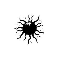 Eerie solar entity with swirling appendages casting subtle shadows on an ethereal canvas