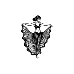 Elegant female figure gracefully draped in flowing fabric illustrating artistry and movement