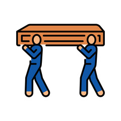 carrying coffin black line icon.