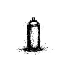 Monochrome aerosol illustration displaying urban expression with artistic spray canister depiction