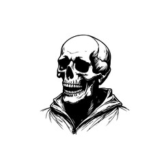 Monochrome skeletal portrait showcasing mortality and impermanence artistic anatomy artwork