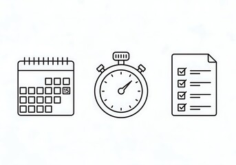Scheduling, time management, and task list icons