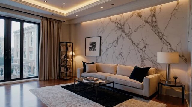Opulent contemporary sitting area with sophisticated styling