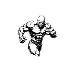 The powerful muscular figure depicts a fierce runner showcasing strength and determination