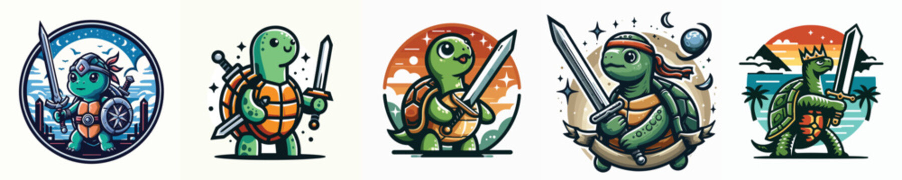 vector of a turtle with a sword