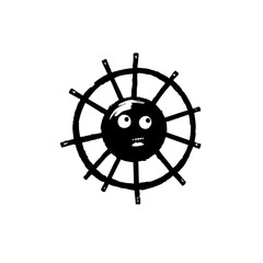 Obraz premium Whimsical wheel character with expressive eyes and a surprised expression creating a unique logo