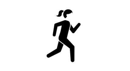 Black Woman Running Silhouette Against White Background