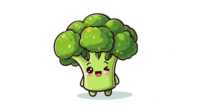 Cute broccoli cartoon character