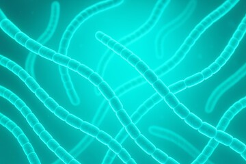 Naklejka premium Microscopic View of Virus Structures with Organic Patterns in Blue Tones