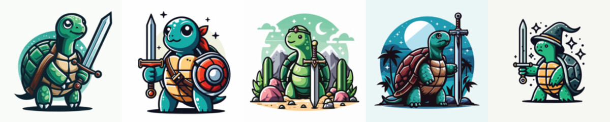 vector of a turtle with a sword © FirdianKrisna