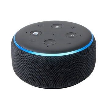 Amazon echo dot 3rd generation, a smart speaker with voice assistant isolated on transparent background