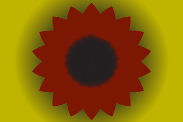 Abstract Spiky Flower on a Red Background, Red flower ,yellow background