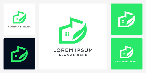 Leaf home logo design template