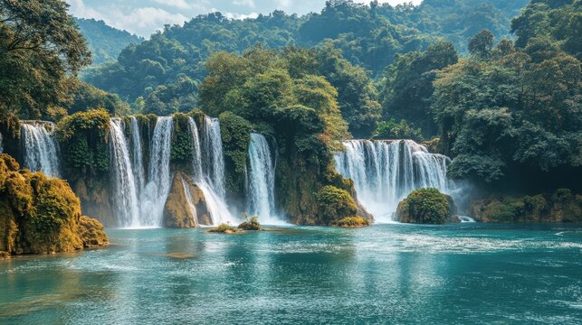 Long exposure image of a wonderful waterfall. Tortum Waterfall morning view. Uzundere, Erzurum, Turkey