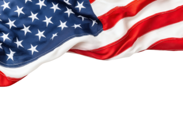 Waving American flag creates a patriotic atmosphere with its vibrant colors