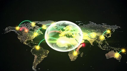 Global business concept of connections and information transfer in the world - Powered by Adobe