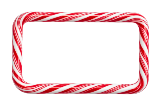 Candy Cane Frame on transparent background, cutout