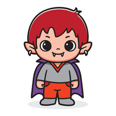 Cute little dracula character vector illustration on white background.