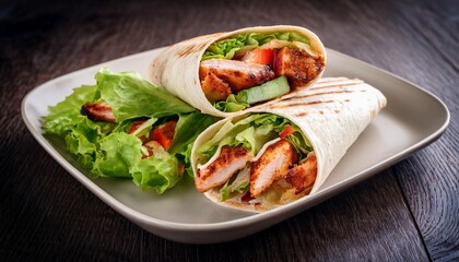 tasty bbq chicken wraps with salad