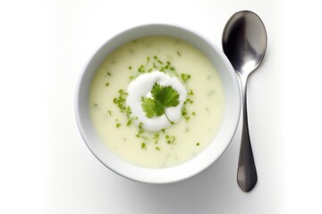 Vichyssoise spoon plate herbs.