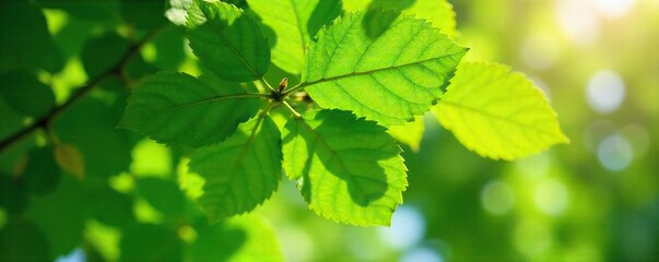 Fototapeta na wymiar Lush green walnut tree foliage, vibrant leaves, sunlight dappled, natural texture, close-up detail Perfect for nature, botany, environmental themes , sunlight, close-up