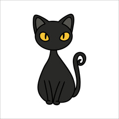 black cat sticker vector design