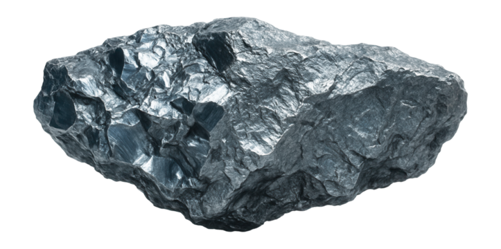 Molybdenum lump with bluish-silver hue and irregular surface