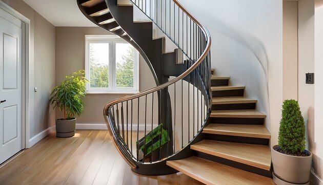 a stair lift on a modern spiral staircase showcasing its versatility in different home designs - Powered by Adobe