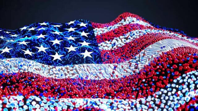 non-representational luminous textured undulating plane featuring the pattern of national banner from North America
