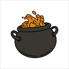 witch's cauldron sticker vector design with potion