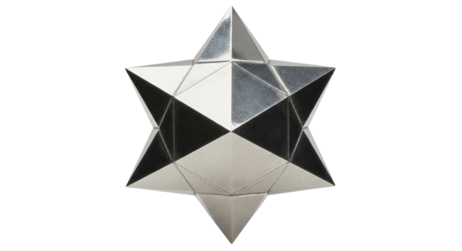 Isolated Silver Star Geometric Ornament