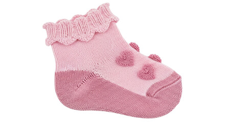 Isolated Pink Baby Sock with Hearts