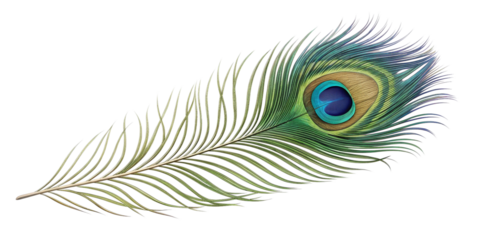 Title 1: Realistic Peacock Feather with Vibrant Iridescent Eye, Isolated on Transparent Background
Title 2: Highly Detailed Single Peacock Feather with Subtle Lighting Revealing Fine Strands, Transpar